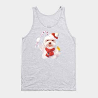 Christmas Dog in Santa Hat Tank Top